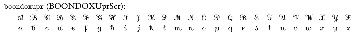 An alternative calligraphic alphabet with uppercase and lowercase letters.