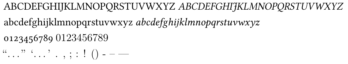 A paragraph and mathematics sample set in Libertinus.