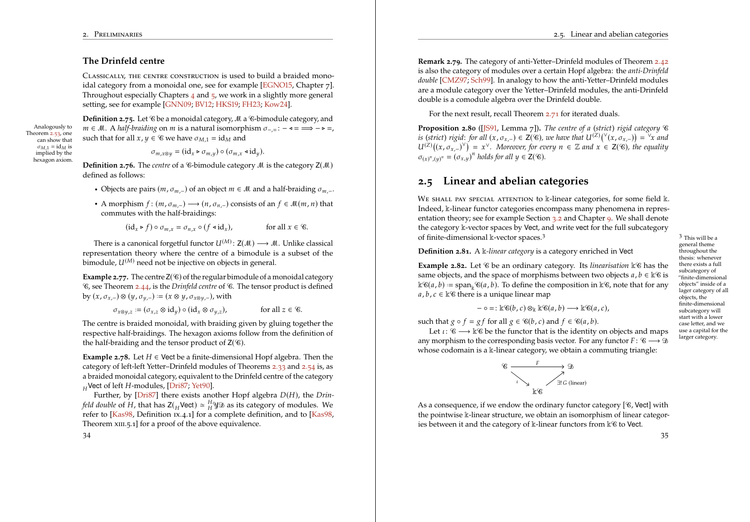 Two dissertation pages with notes set in their outside margins.