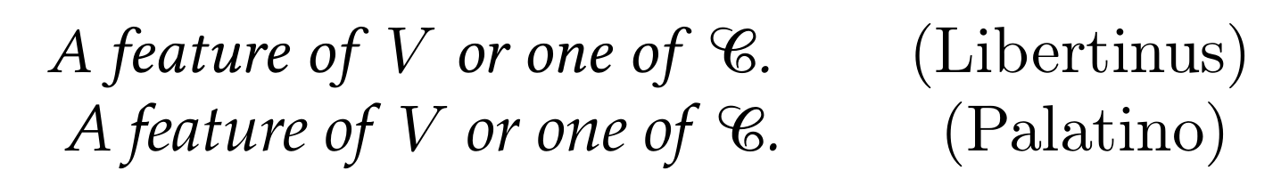 A compact mathematical typography comparison.